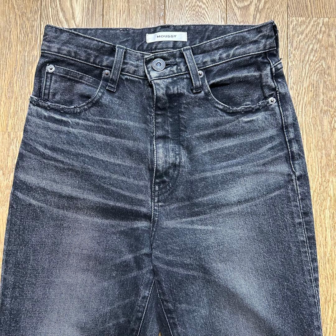 MOUSSY マウジー ハイウエスト フレアデニム ブラック 25