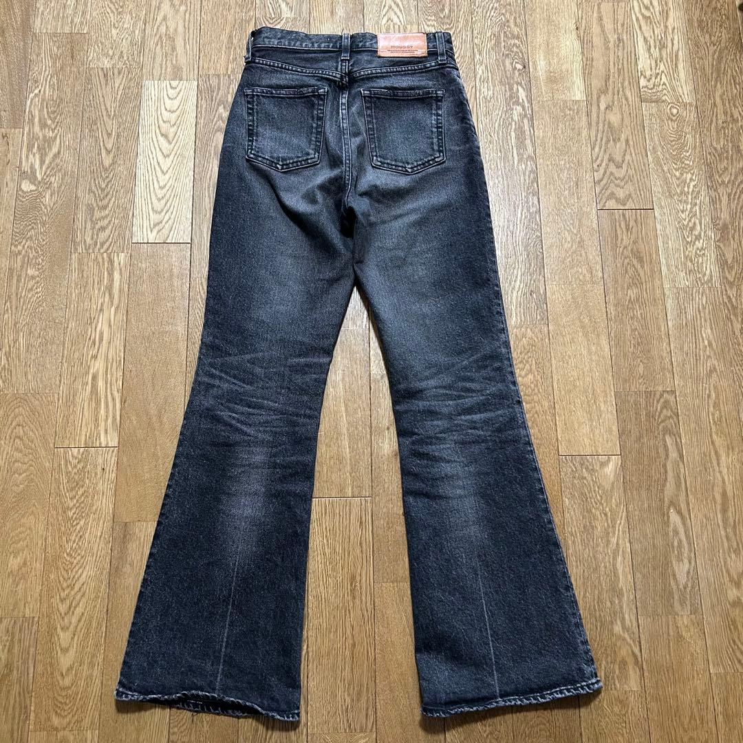 MOUSSY マウジー ハイウエスト フレアデニム ブラック 25