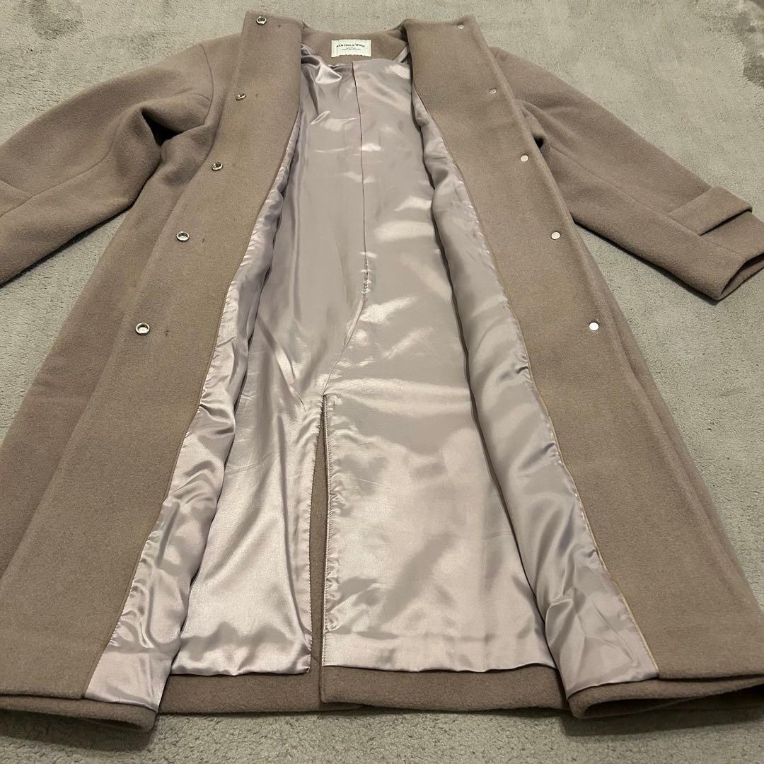 【美品】グリーンレーベルリラクシング定価35,200円23AWノーカラーコート