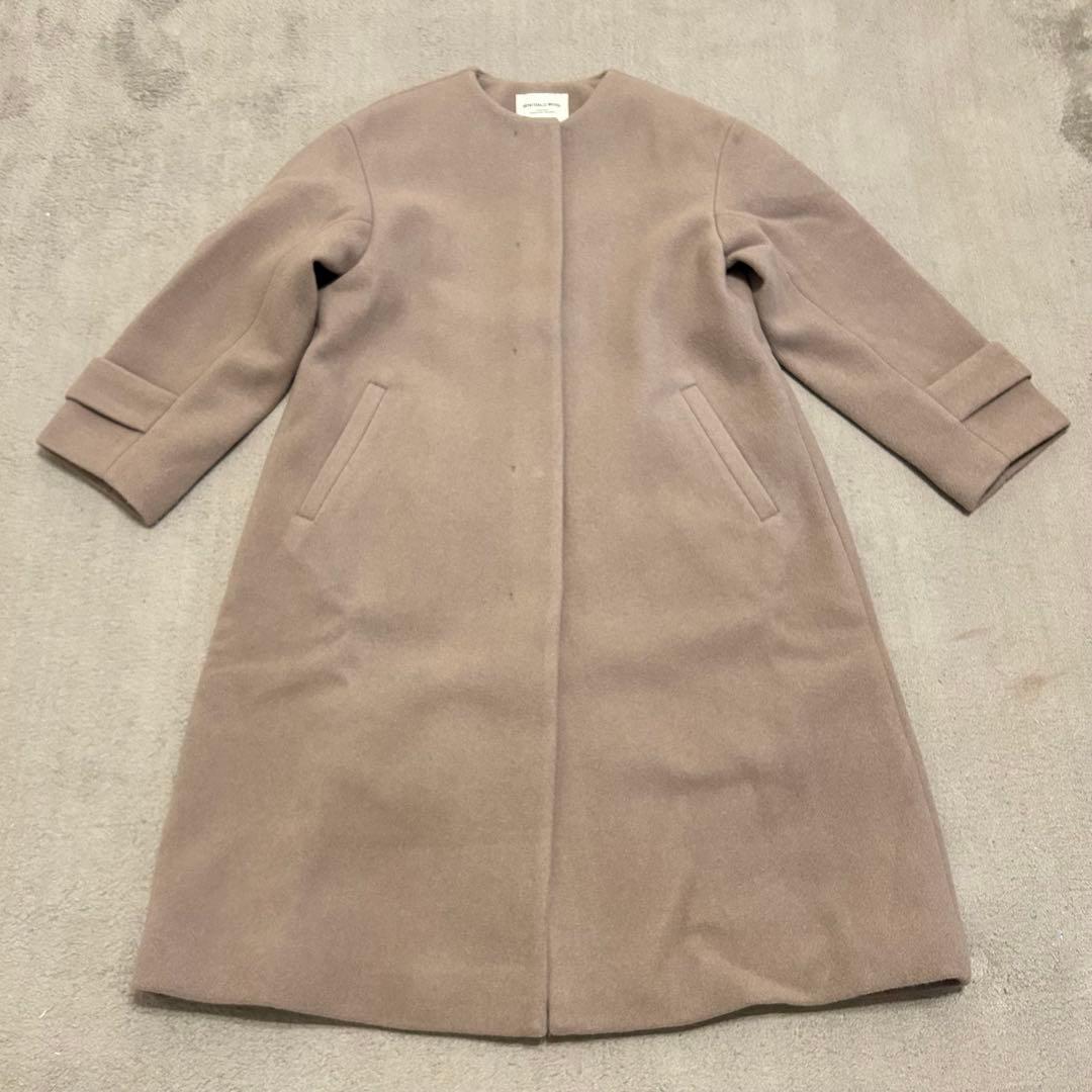 【美品】グリーンレーベルリラクシング定価35,200円23AWノーカラーコート