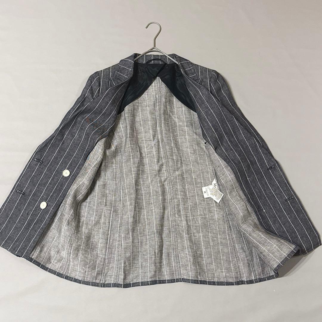 美品 MaxMara 白タグ リネン100% ダブル テーラードジャケット