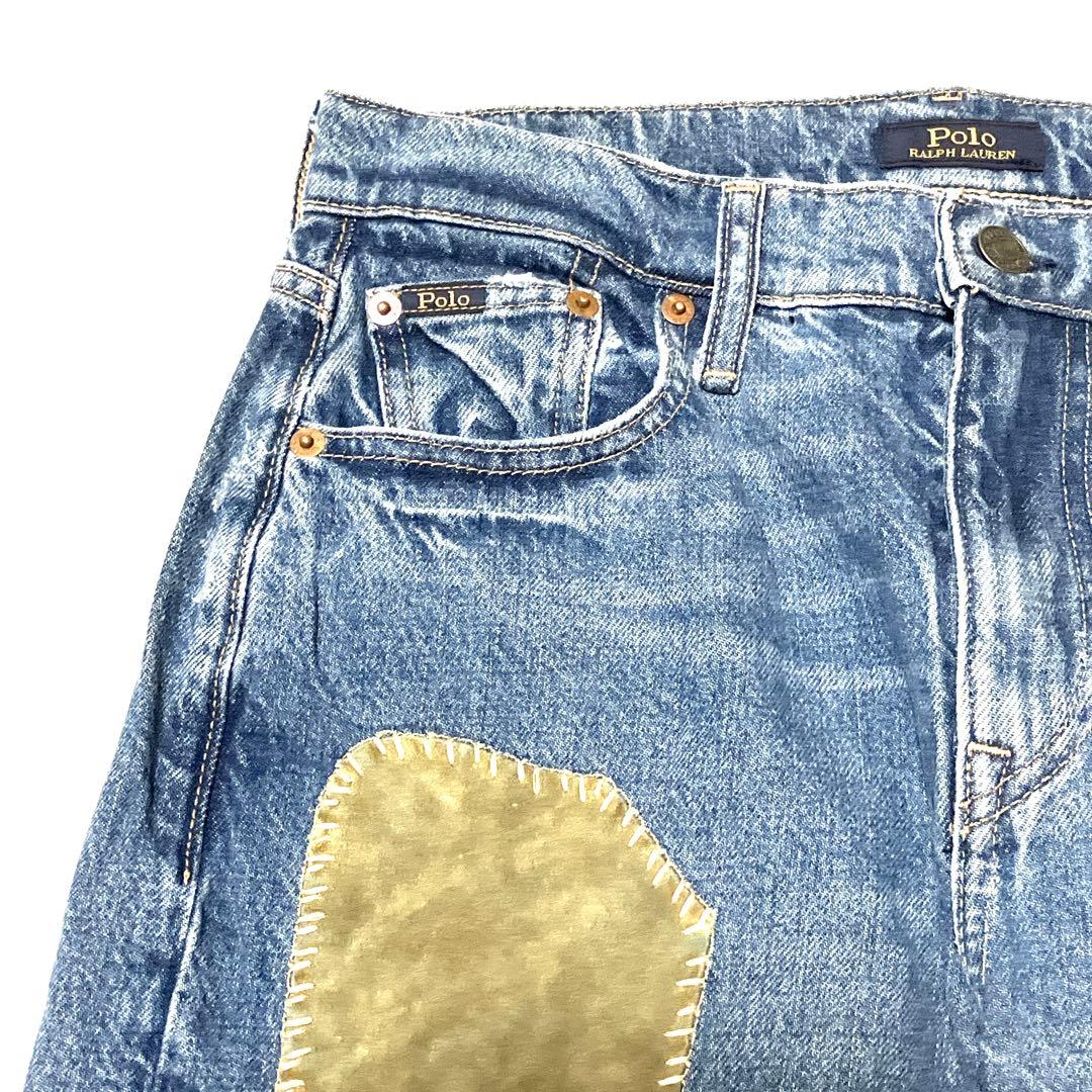 定価6万！ポロラルフローレン　パッチワークデニム ウォッシュド カットオフ　赤耳