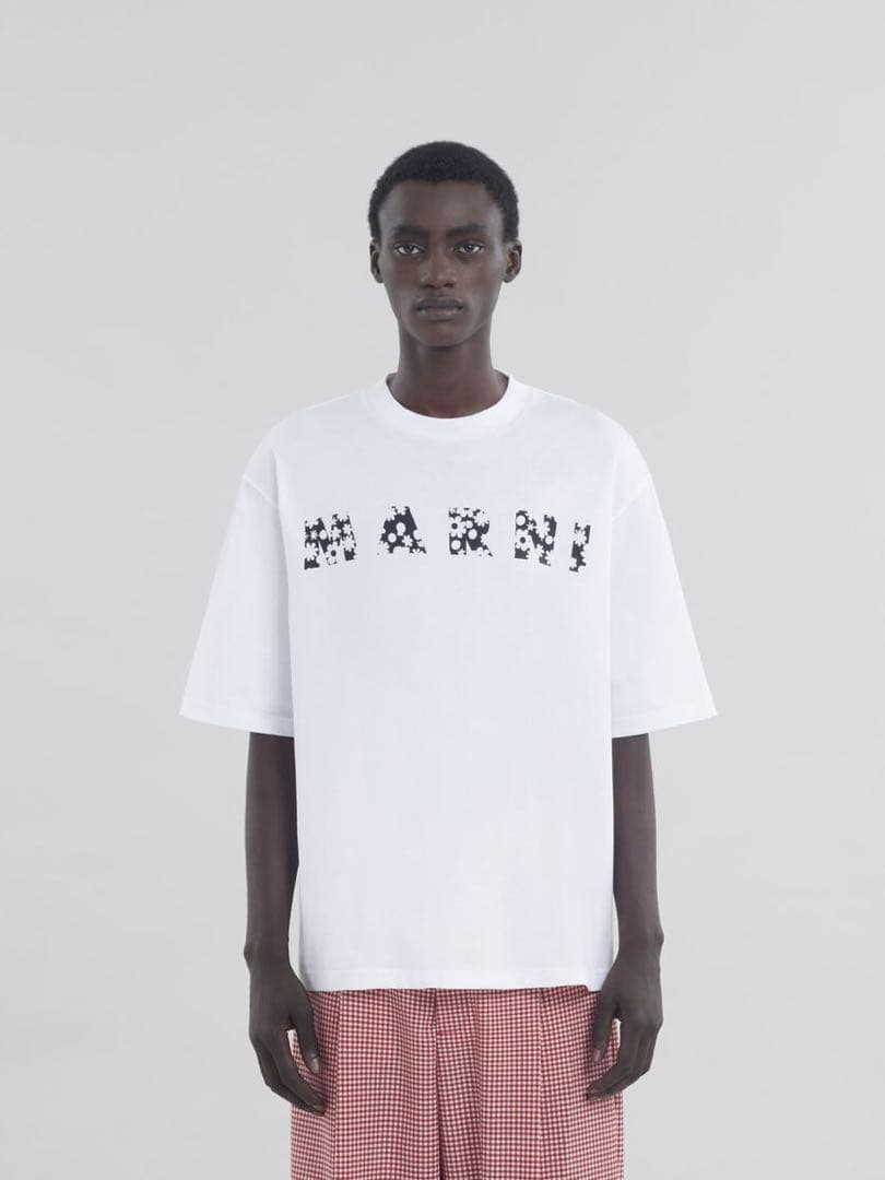 MARNI Black cotton logo t シャツ　40
