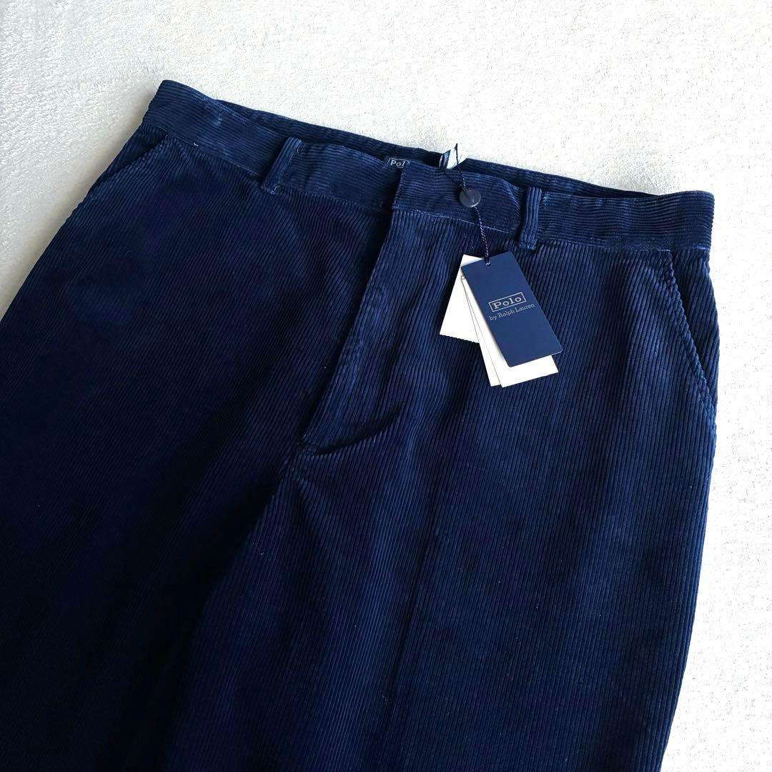 【新品】ラルフローレン 極太コーデュロイパンツ ネイビーブルー 近年物 QRタグ