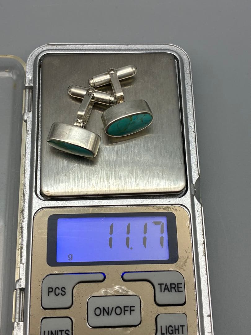 カフスボタン ターコイズ　SV925銀 メンズ