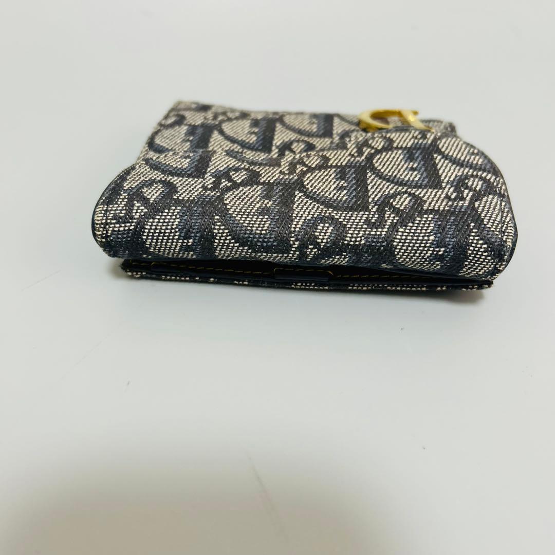 クリスチャンディオール 二つ折り財布 トロッター柄 サドル D金具 キャンバス