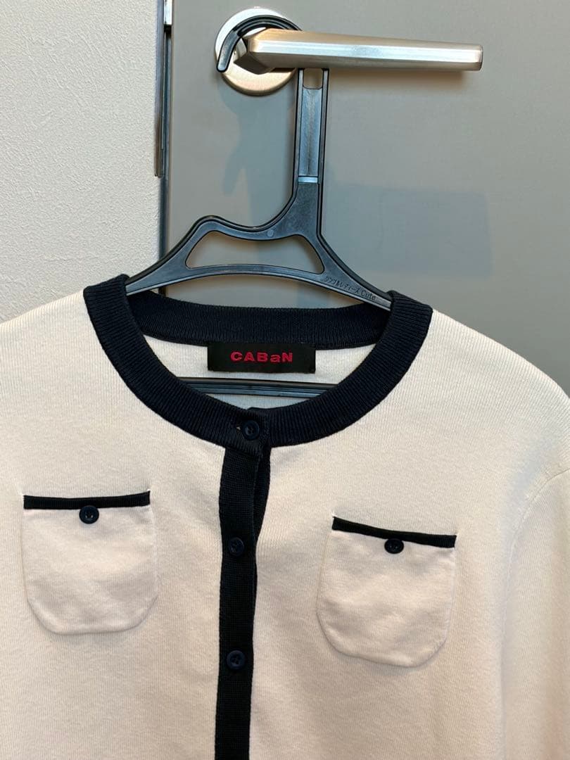 【人気商品】CABaN コットンカシミヤ バイカラークルーネックカーディガン