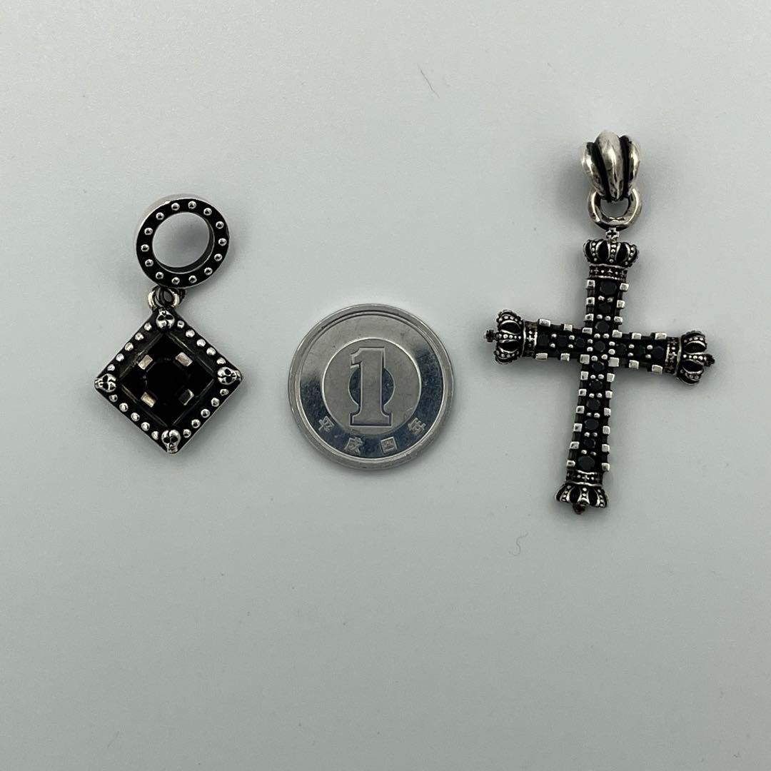 ライオンハート ペンダントトップ クロス スカル クラウン SV950 オールド