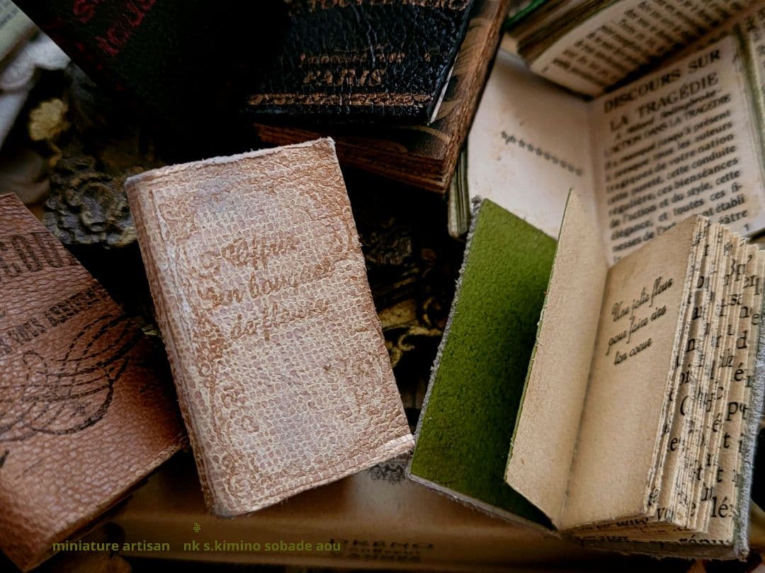 ミニチュア　本革装丁　洋書④　ハード本　フランス洋書　ボタニカル