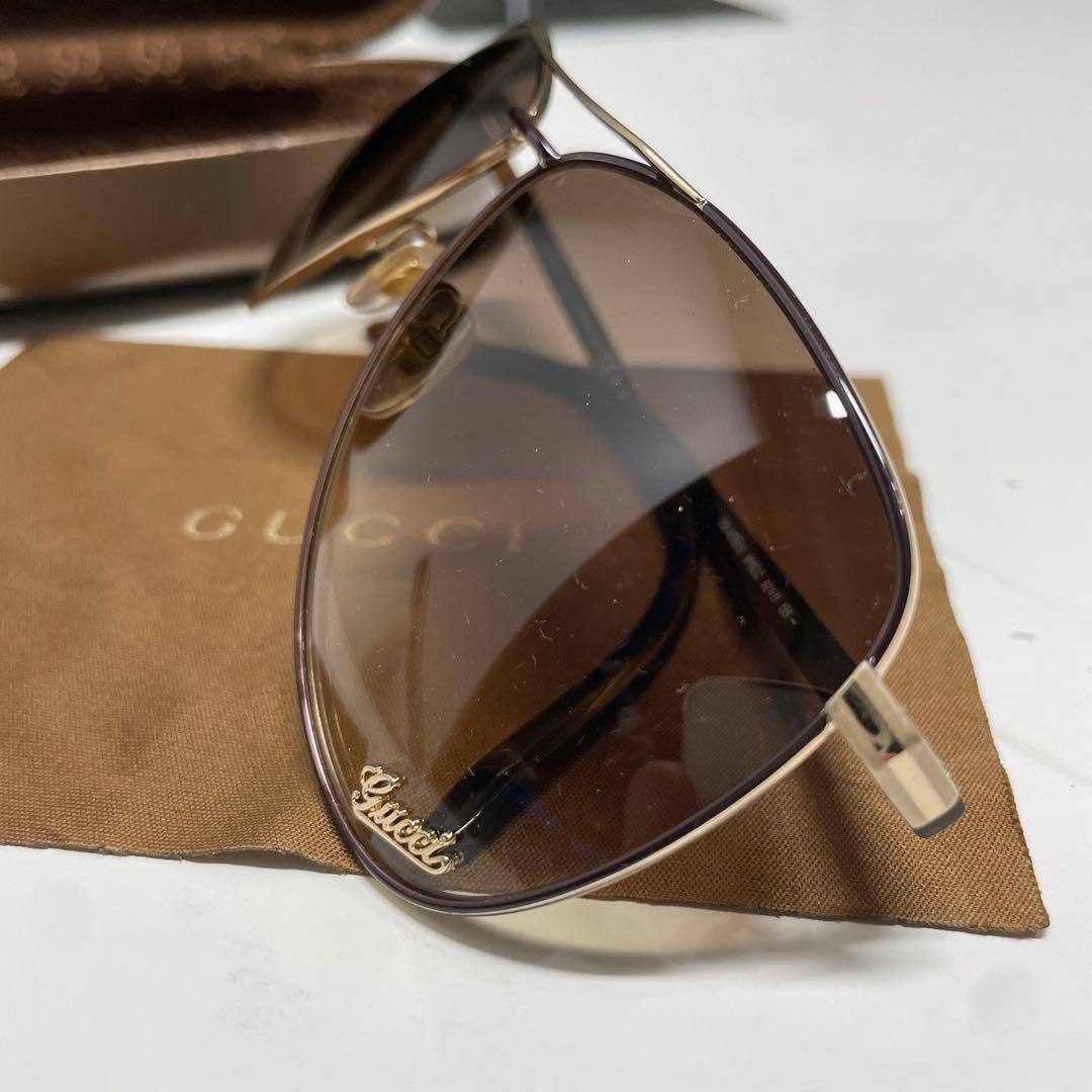 ラ*ム様 GUCCI ブラウン　アビエーターサングラス　ティアドロップ