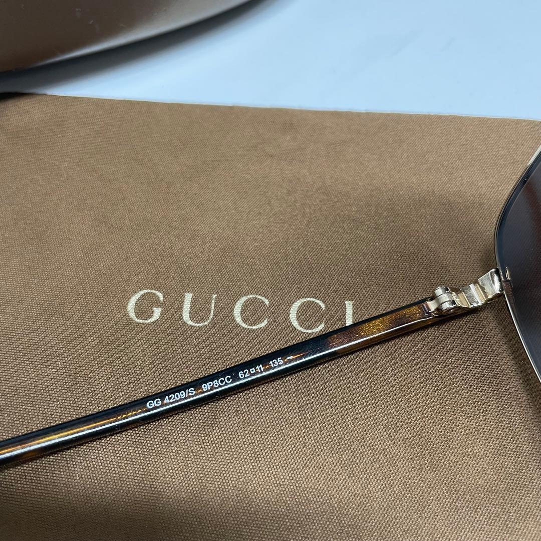 ラ*ム様 GUCCI ブラウン　アビエーターサングラス　ティアドロップ