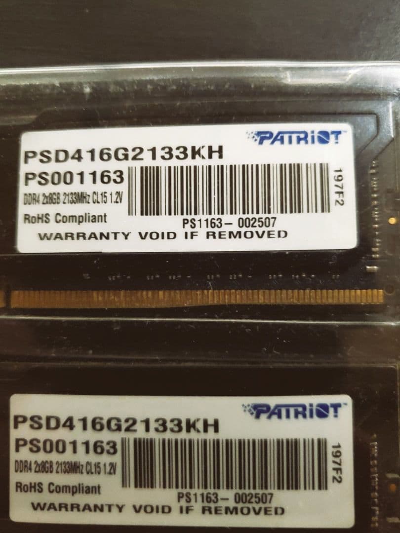 L*止様 DDR4 16GB (8GB×2) Patriot デスクトップ用メモ