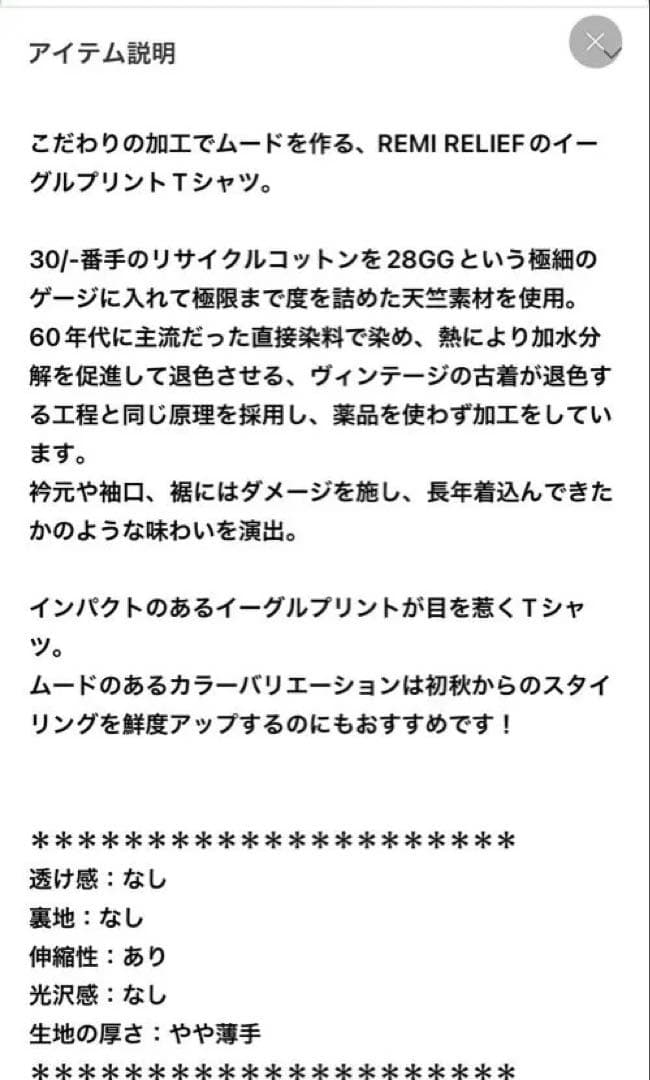 レミリーフ　Tシャツ　　即完売品