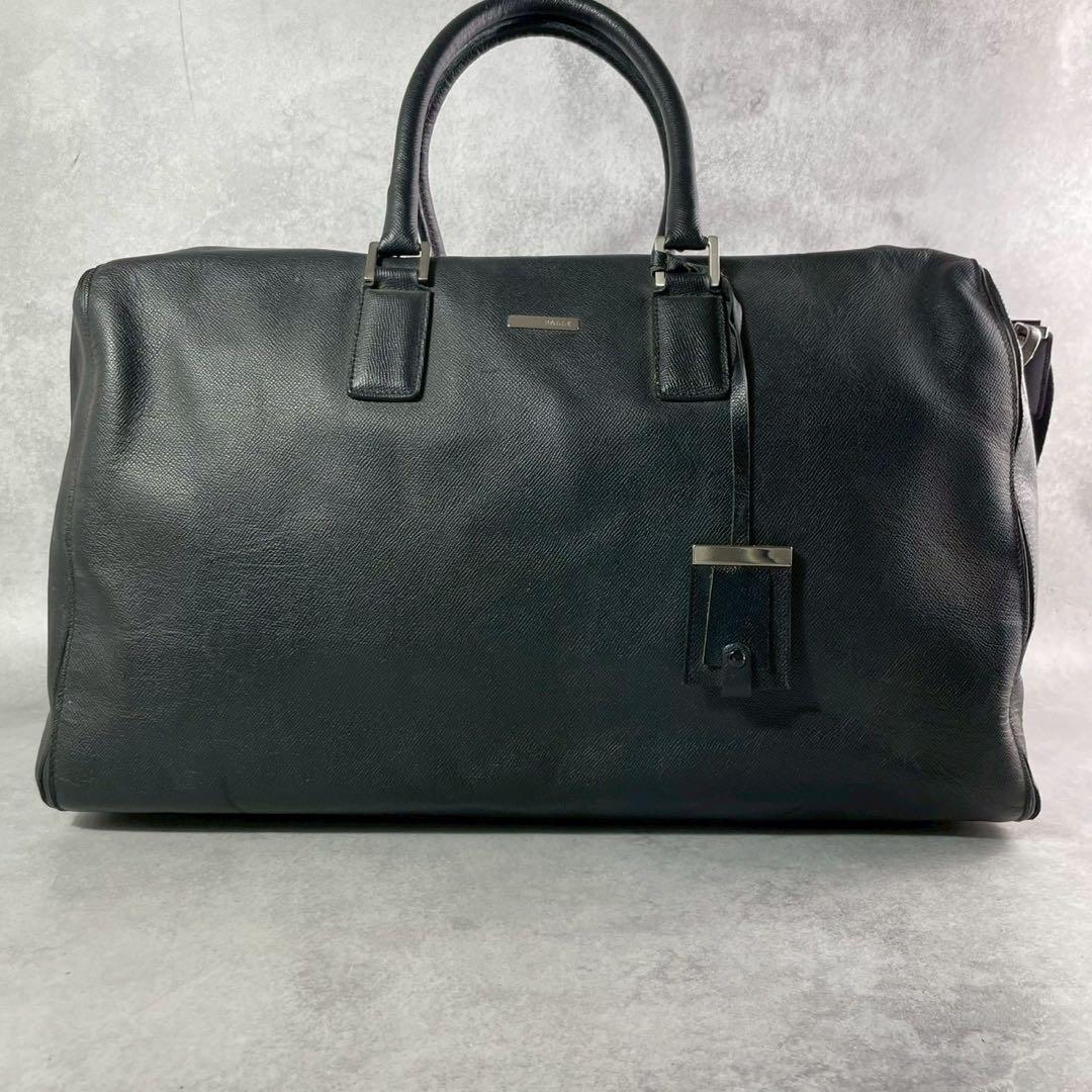 美品✨大容量 バリー 2way ボストンバッグ レザー 斜め掛け ロゴ金具 黒