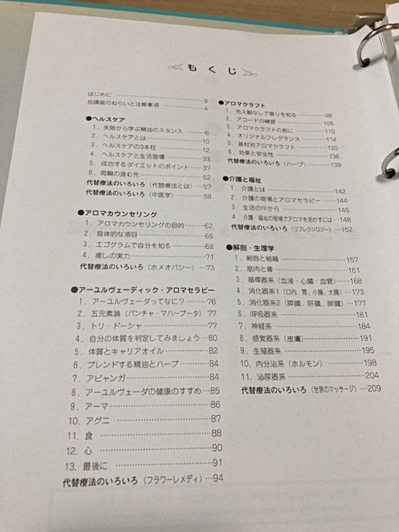 アロマコーディネーター講座のテキスト