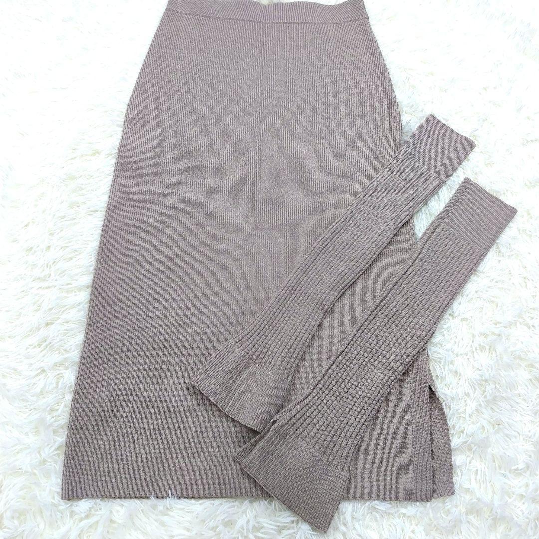 試着のみ✨ allureville レッグウォーマー付 ニットスカート ベージュ