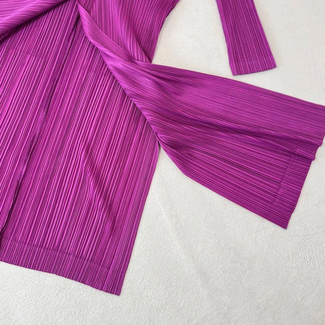 極美品✨PLEATS PLEASE プリーツ　変形　パープル　ロングカーディガン