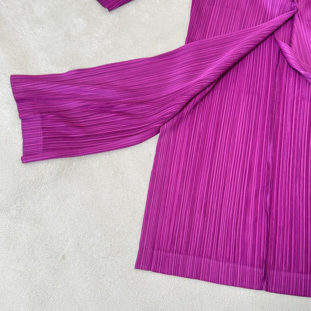 極美品✨PLEATS PLEASE プリーツ　変形　パープル　ロングカーディガン