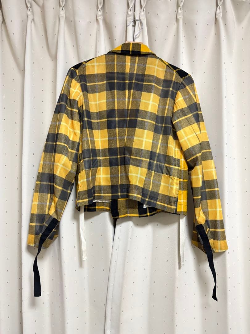 COMME des GARCONS チェックライダースジャケット M イエロー