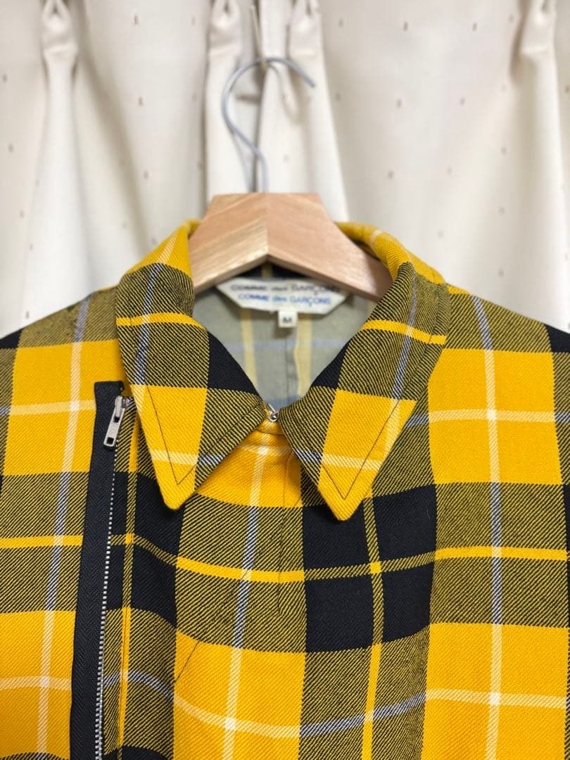 COMME des GARCONS チェックライダースジャケット M イエロー