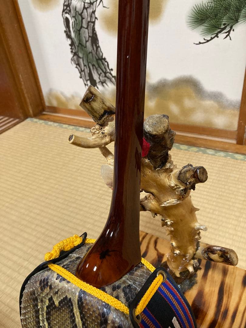 沖縄三線　八重山クルチ　本蛇皮一枚張り！