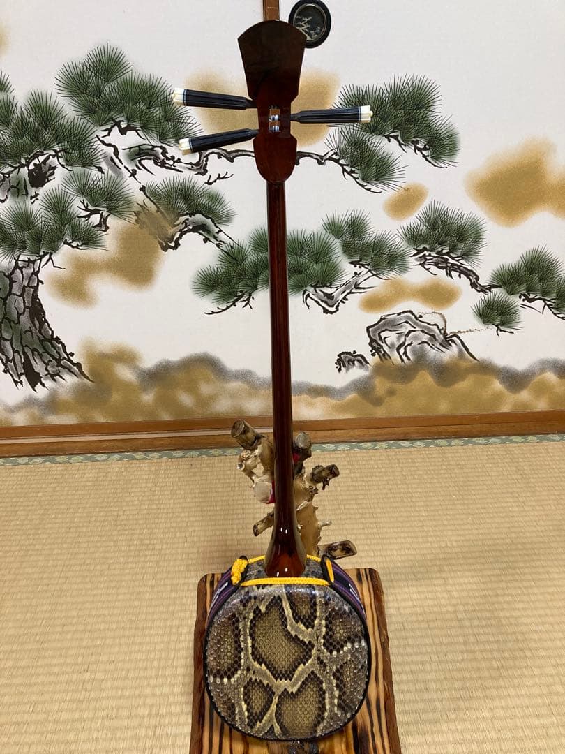 沖縄三線　八重山クルチ　本蛇皮一枚張り！