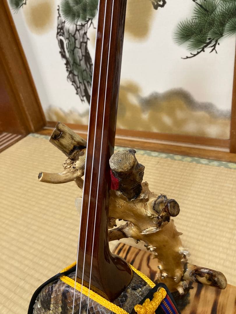 沖縄三線　八重山クルチ　本蛇皮一枚張り！