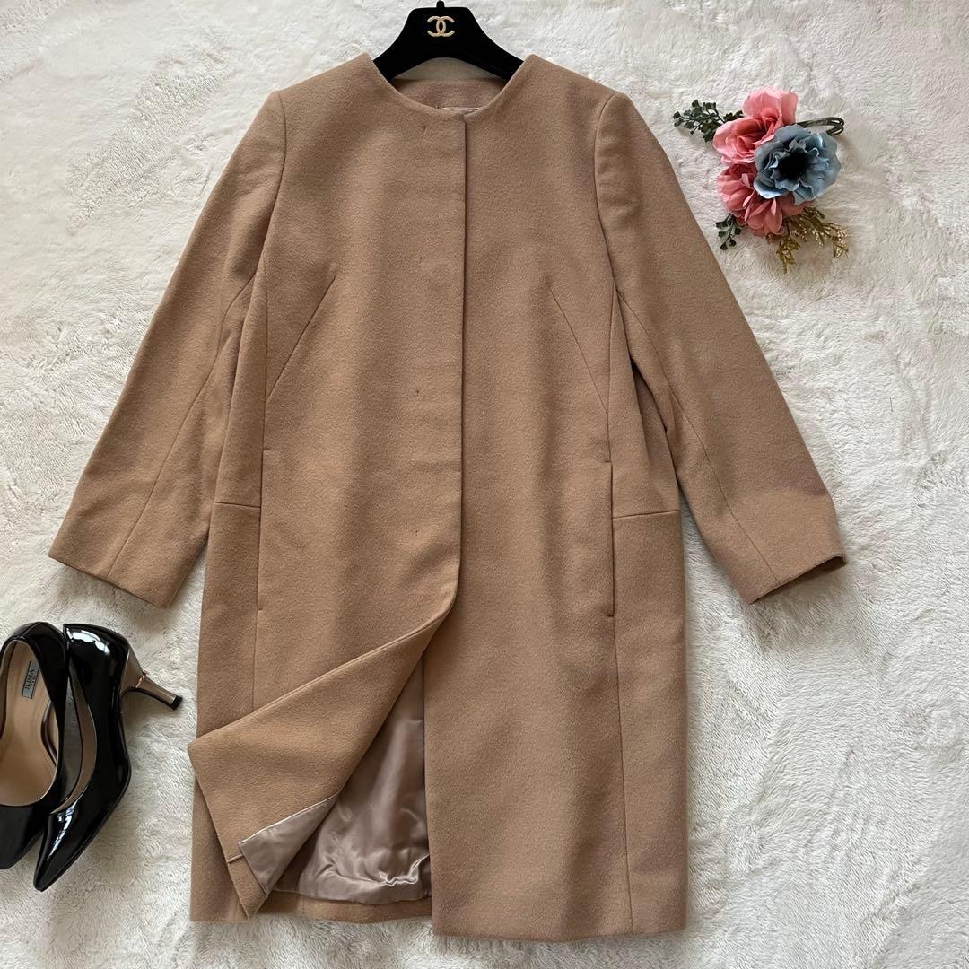 極美品✨アンタイトル　カシミヤ混 ノーカラーコート キャメル高品質　М近年購入