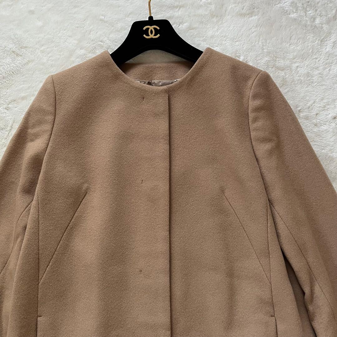 極美品✨アンタイトル　カシミヤ混 ノーカラーコート キャメル高品質　М近年購入