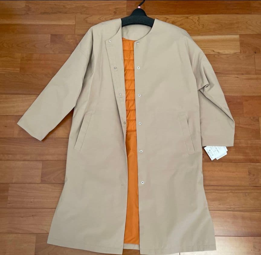 ゆうです 新品 中綿入りノーカラートレンチコート