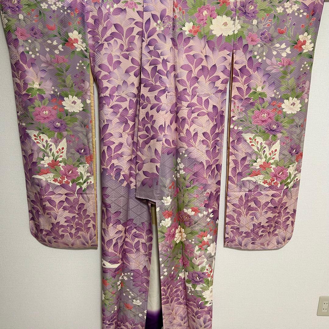 豪華振袖５点セット！！　幻想的な手描き　刺繍　振袖　草花柄　着物スキ倶楽部６７７