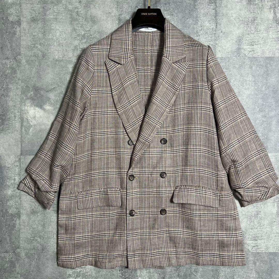 BoutiqueOrdinaryクシュクシュスリーブリネンダブルジャケット