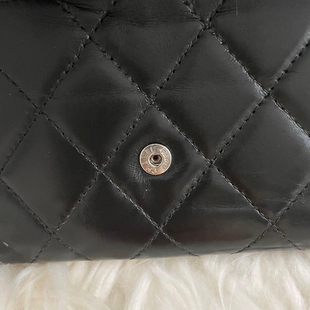 シャネル CHANEL 二つ折り 財布 カンボンライン ピンク 黒 正規品 白