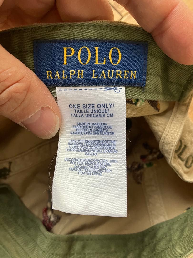 POLO RALPH LAUREN キャップ ベージュ 総柄 犬 鳥 狩