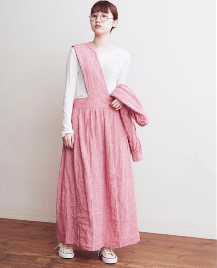 fig London blossom リネン ギンガムチェック ロングスカート
