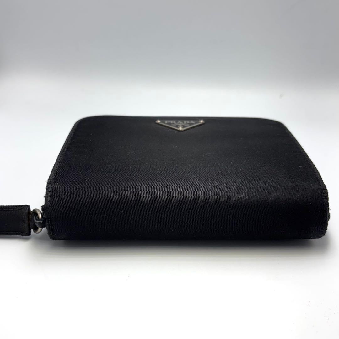 PRADA プラダ ナイロン 三角ロゴ 二つ折り 財布 ZIPPED USED黒
