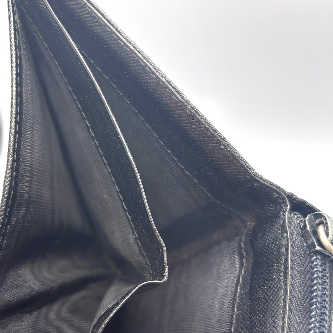 PRADA プラダ ナイロン 三角ロゴ 二つ折り 財布 ZIPPED USED黒
