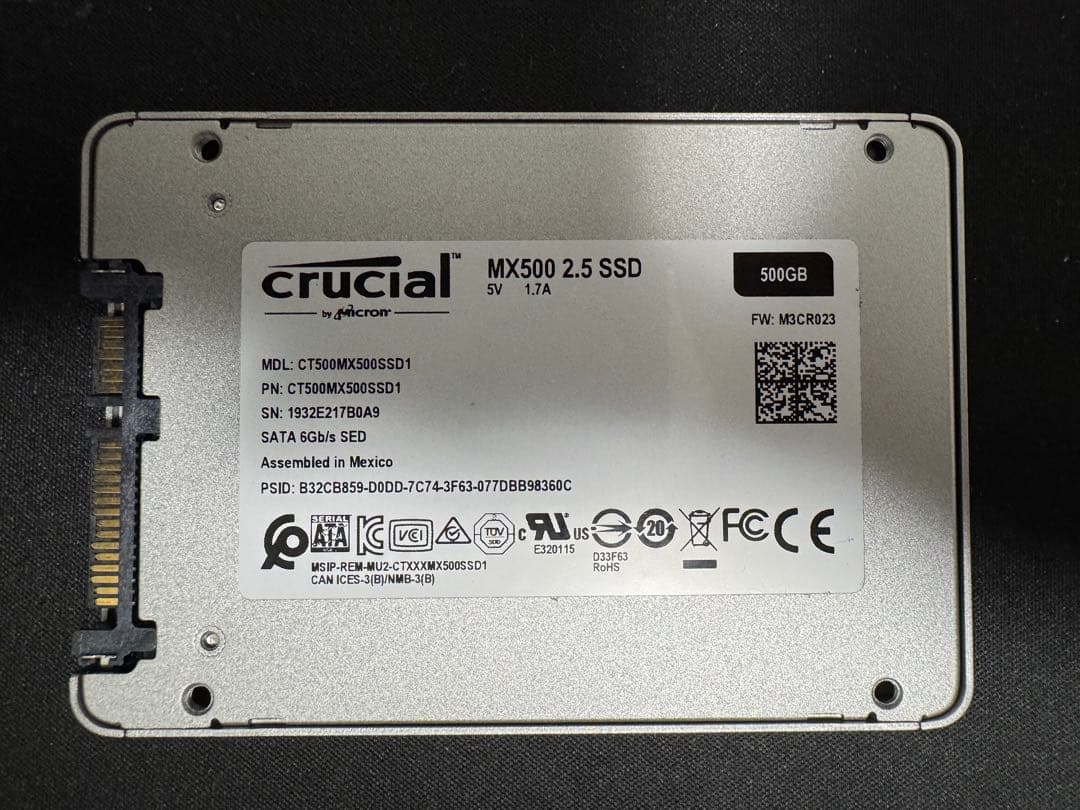 crucial MX500 500GB 2.5インチSSD ②