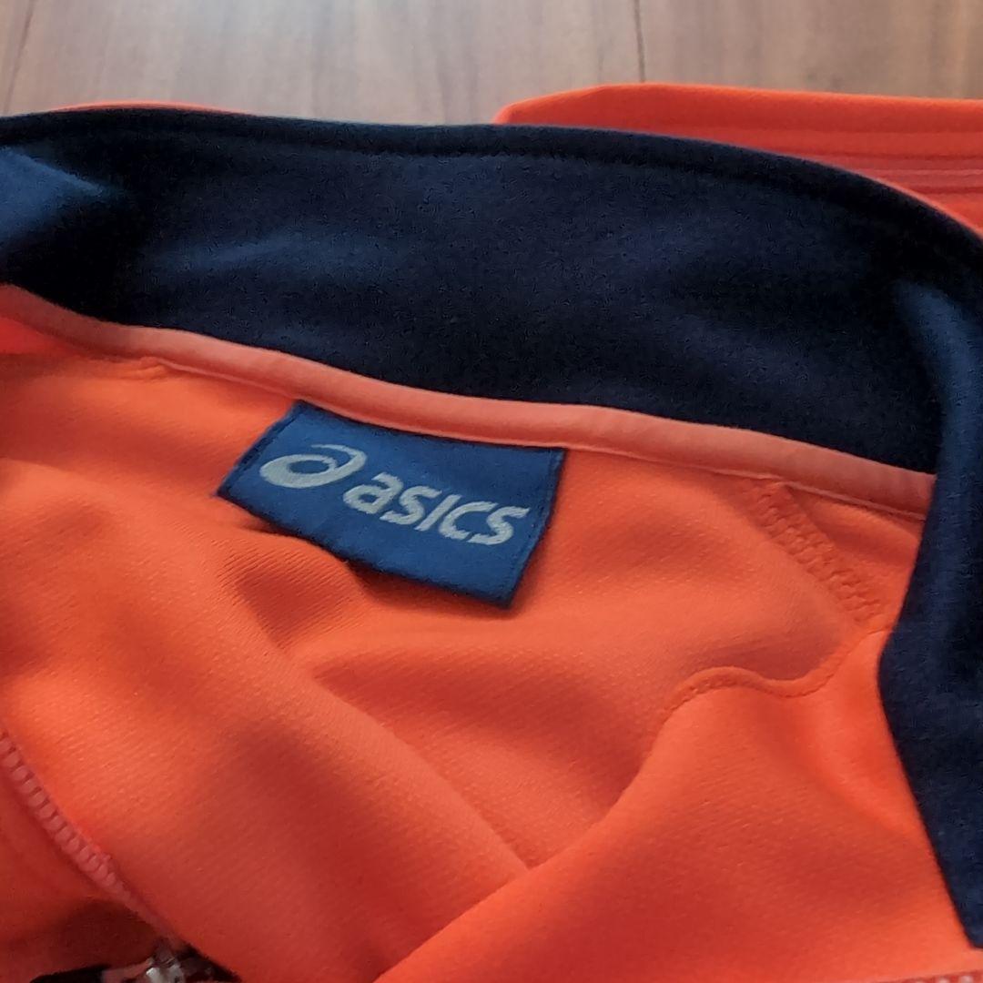 p*n様 asics 陸上 オレンジ ジャージ上下セット 上M 下L