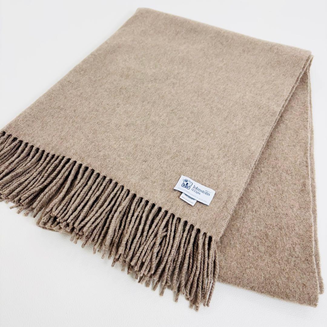 1830【極美品】ジョンストンズ 大判ストール カシミヤ100% ブラウン