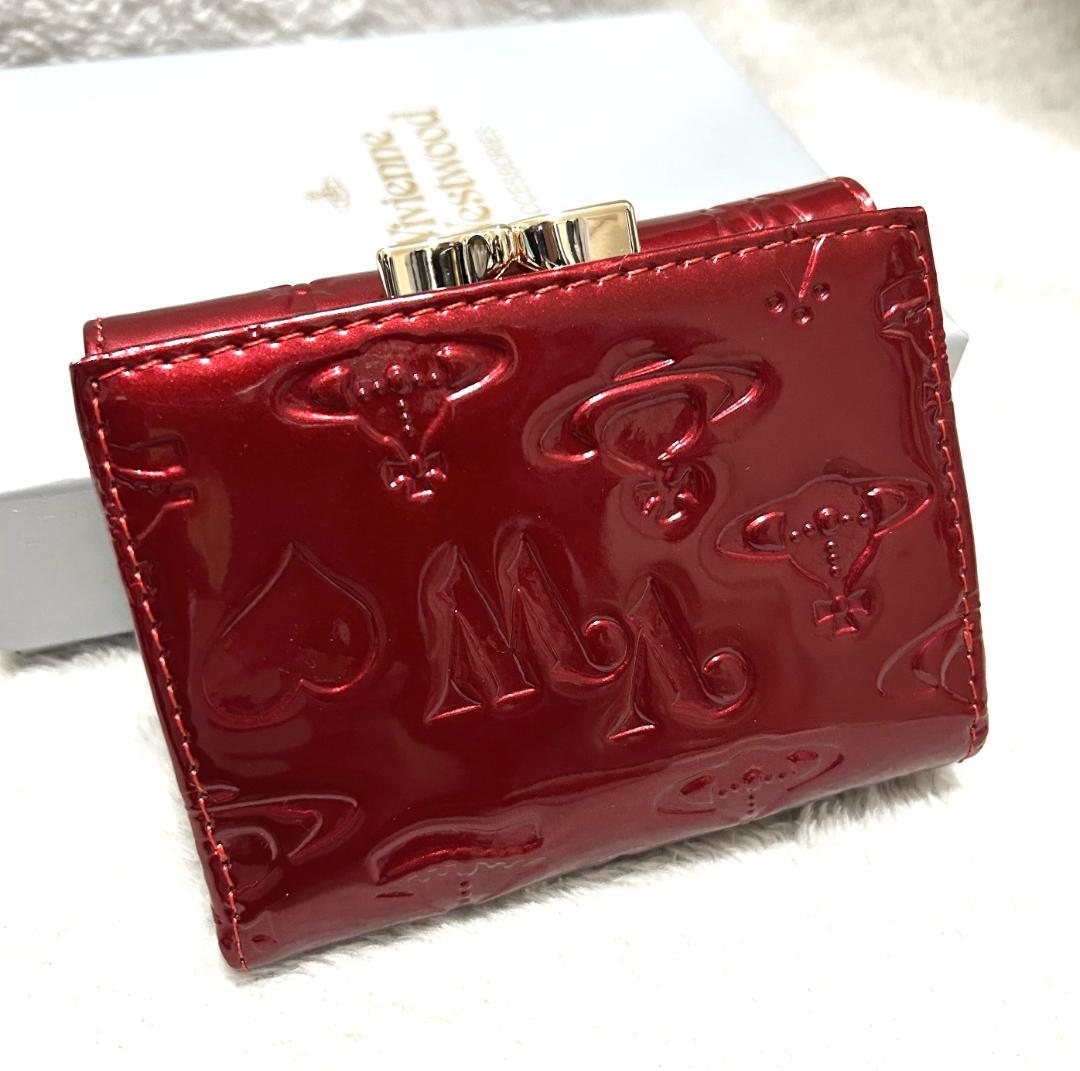 ★新品★Vivienne Westwood 三つ折り財布 ブラック エナメル 赤