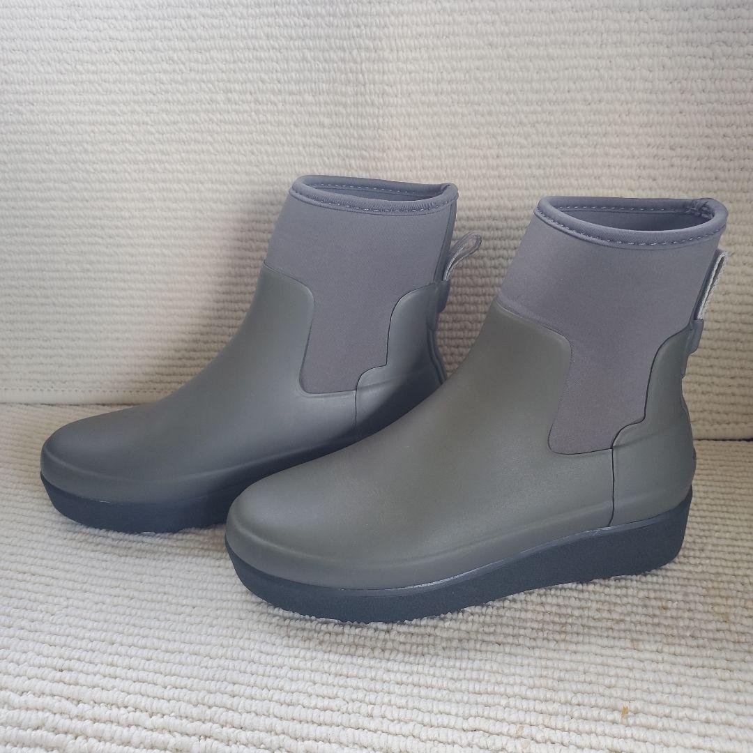 ☆未使用☆HUNTER☆22㌢☆レインブーツ☆ブーティ☆グレーグリーン。