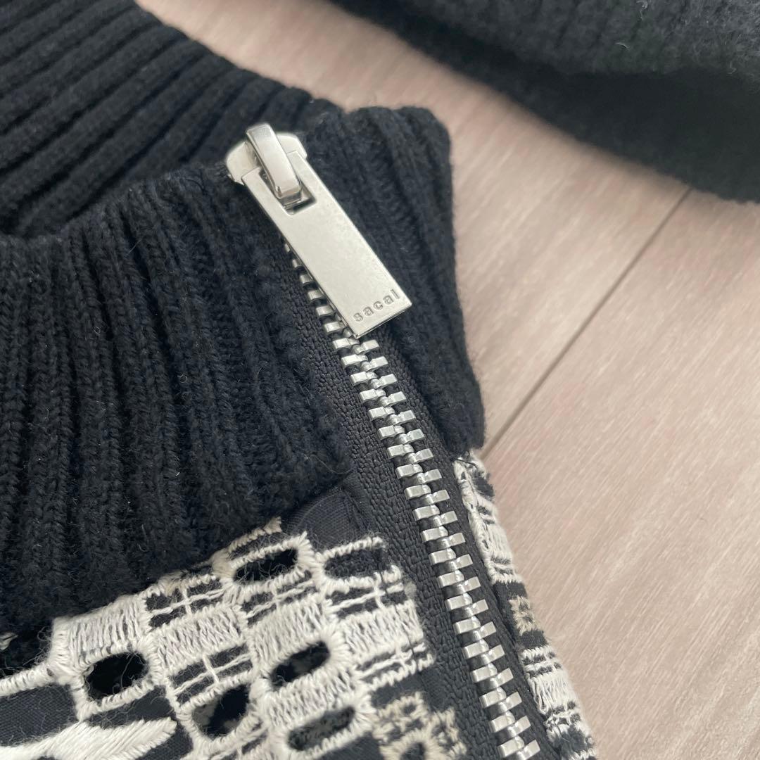 sacai フェアアイル チュニック ネックウォーマー付　黒