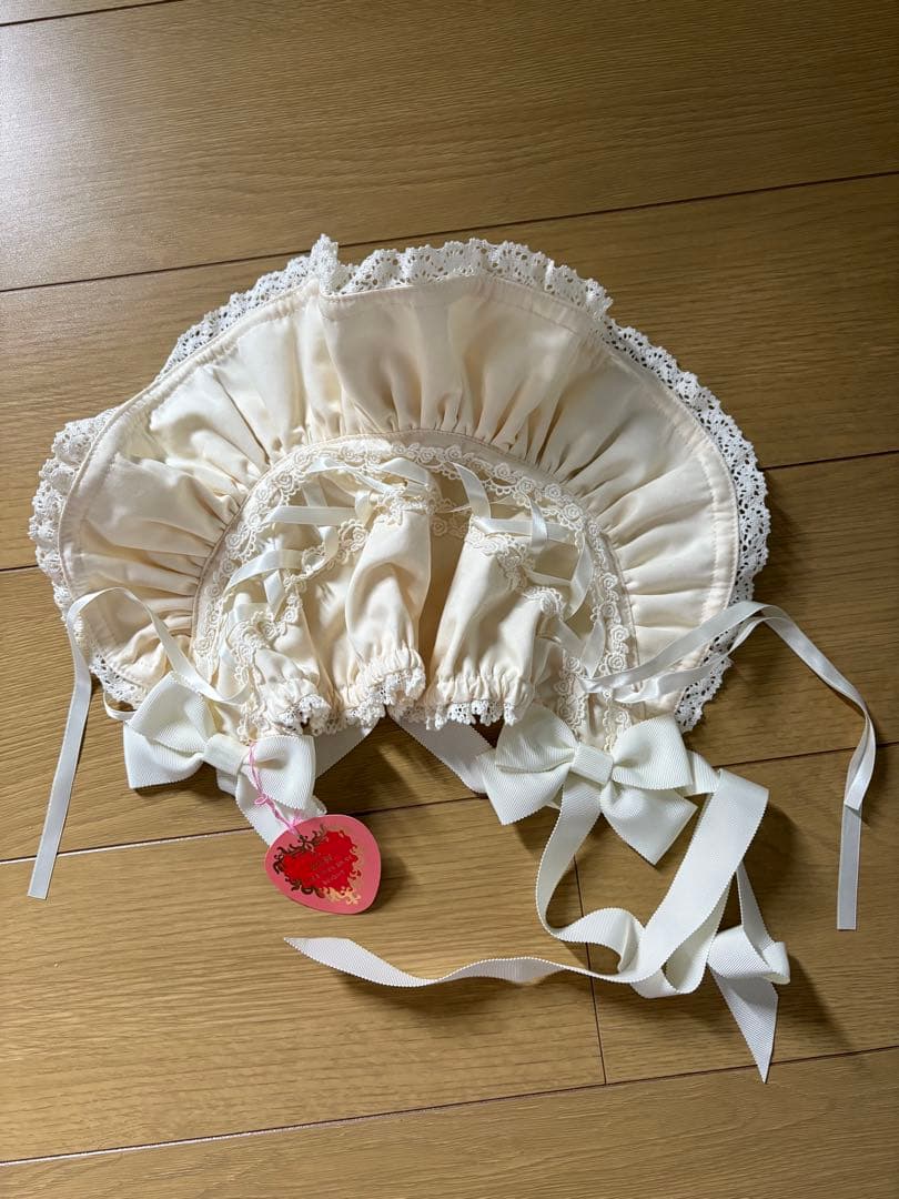 ベイビー　ボンネット　生成り