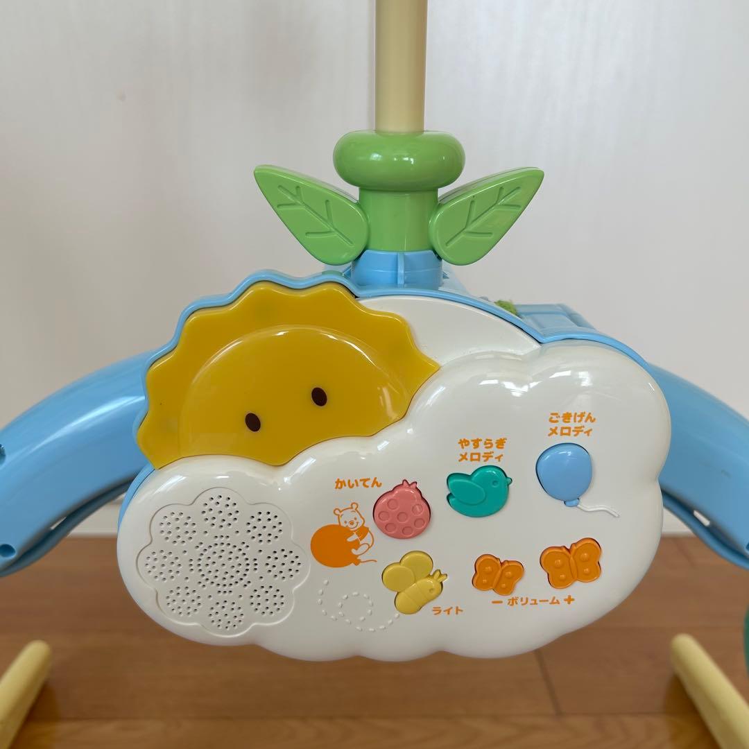 【完品・美品】くまのプーさん えらべる回転6WAY ジムにへんしんメリー電池付き