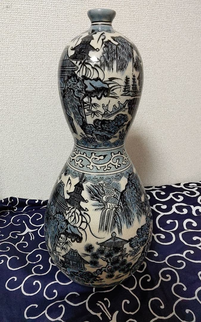 九谷焼　角福瓢箪形花入