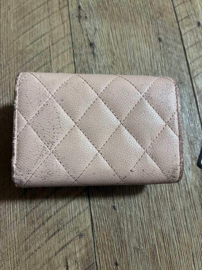 CHANEL キャビア 三つ折り財布 ピンク ココマーク コンパクトウォレット