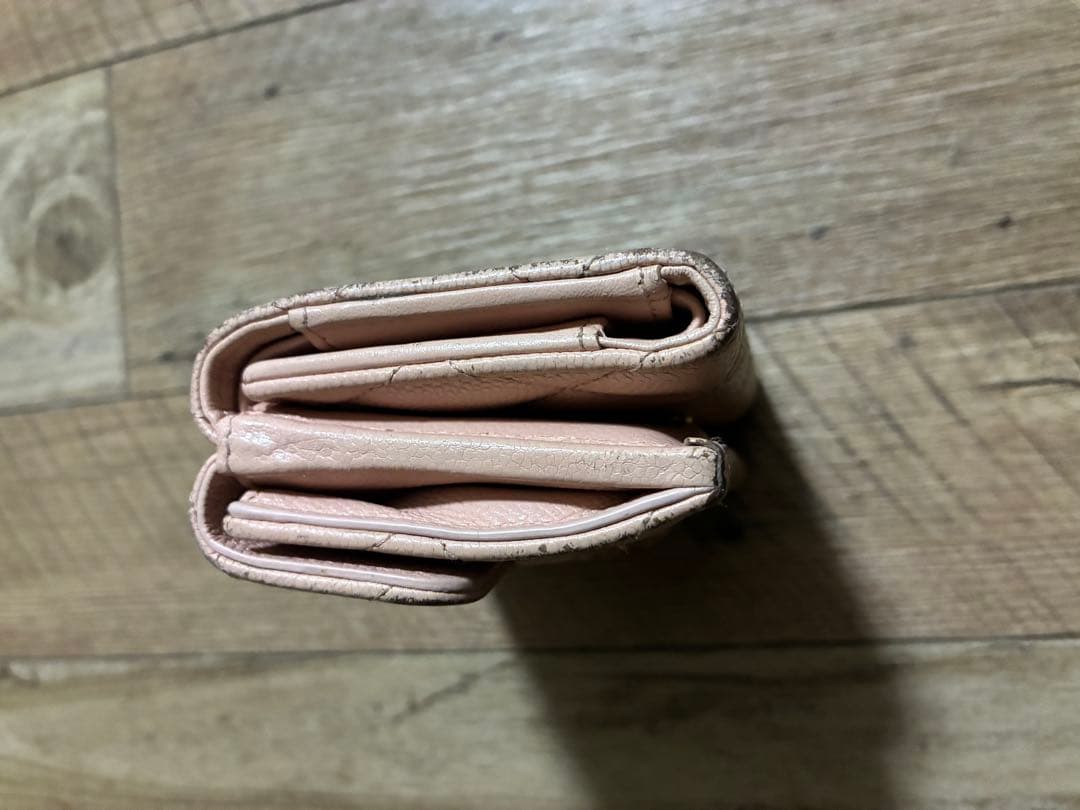 CHANEL キャビア 三つ折り財布 ピンク ココマーク コンパクトウォレット