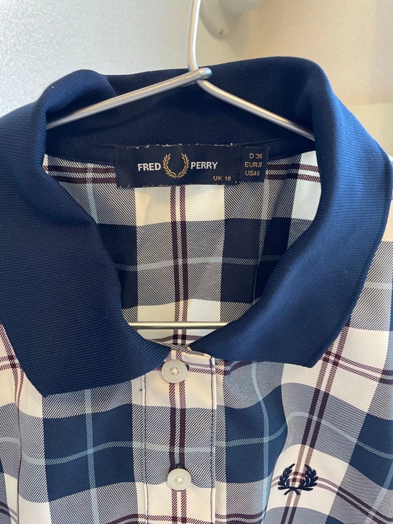 FRED PERRY TARTAN SHIRT ネイビー 半袖