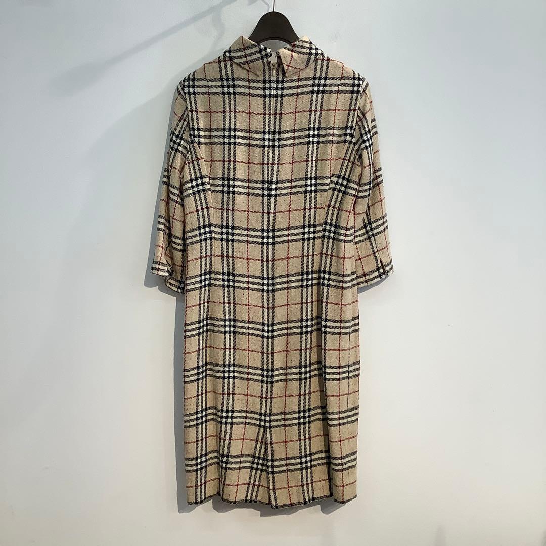 BURBERRY LONDON ノバチェック半袖ワンピース　麻絹混紡　サイズ42
